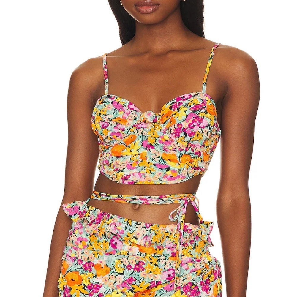 NWT For Love and Lemons Suvi Bustier Top Floral Small